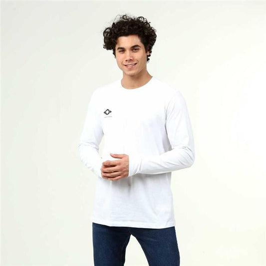Weißes T-Shirt mit langen Ärmeln aus Baumwolle im aktiven Stil für Herren