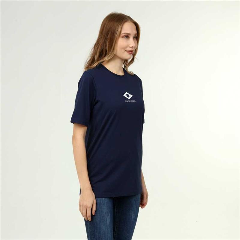 Marineblaues T-Shirt aus Baumwolle im aktiven Stil für Damen